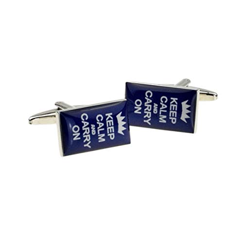 Mancuernillas Royal Blue Keep Calm And Carry On miniatura 1