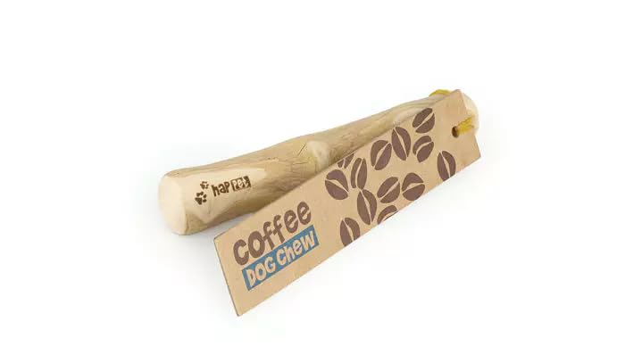 HAPPET Hundesnaß aus Kaffee-Holz XS - Naturkauspielzeug, 100% organisches Kaffeebauholz, sicherer und langlebiger Beißring für Welpen und kleine Hunde