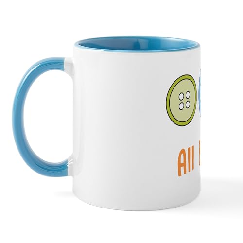 Taza de cerámica 11 oz blanca con interior azul miniatura 2