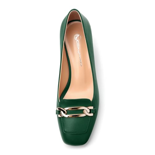 Women's Pumps Low Chunky Block Heel Square Toe Slip On Comfortable Dress Shoes for Work Office Casual3