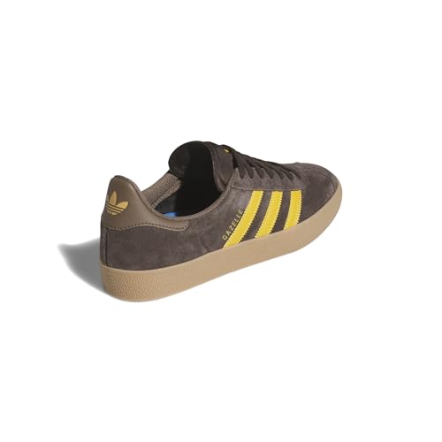 Image of adidas Men's Gazelle ADV Skate Shoes - Dark Brown /Preloved Yellow, Size: 10.0