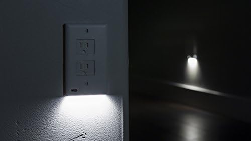 Miniatura 6 de SnapPower SafeLight individual para tomas dúplex  Placa de cubierta de seguridad de cierre automático con luz nocturna LED  Placa de pared a prueba