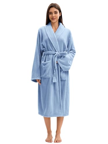 Image of Soft Robe For Women,Warm Plush Bath Robes Female,Spa Towel After Shower Lightweight Long Bathrobe