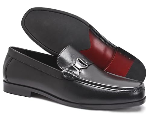 Santimon Men’s Slip-On Casual Shoes - Luxury Genuine Leather Penny Loafers - Dress Business Comfort Mocasines for Office & Wedding4