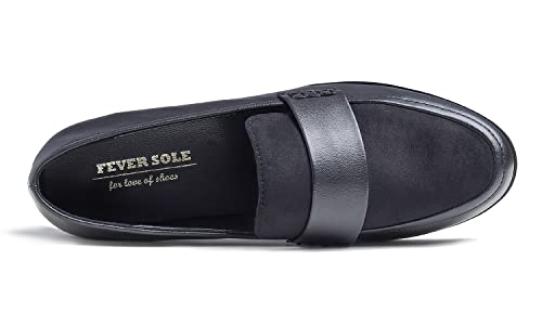 Image of FEVERSOLE Women's Fashion Dress Comfort Low Heel Office Penny Loafer Flats