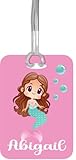 Mermaid Gifts for Girls, Personalized Backpack Name Tag with Strap, Handmade Luggage ID, Cute Easter Basket Stuffer Kids (Design #1)