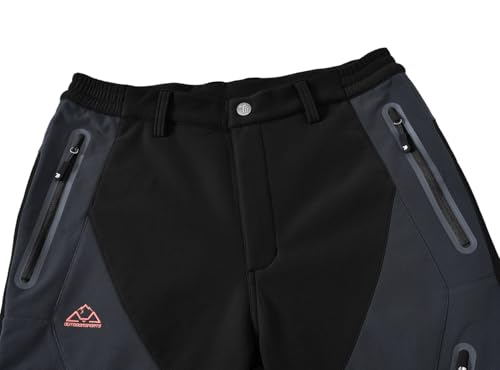 donhobo Herren Outdoorhose Winddicht Wasserdicht Wanderhose Winter Warm Gefüttert Softshellhose Schnelltrockend Camping Funktionshose Trekkinghose (Schwarz, 36)