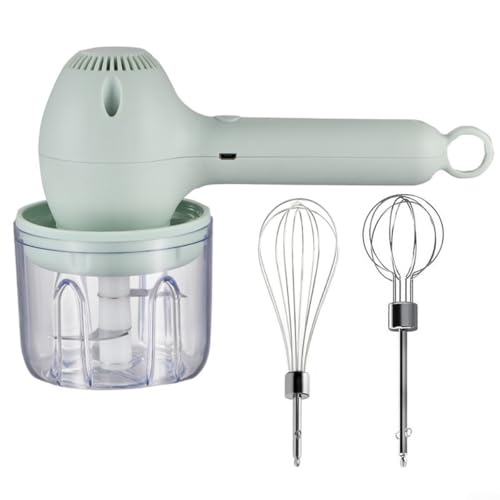 Hasaller Batidora de mano eléctrica inalámbrica batidora de mano portátil batidor de huevos recargable inalámbrico picador de ajo y machacador con batidor de acero inoxidable (verde)
