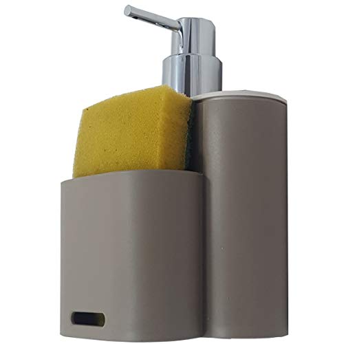 Dispenser Flat 500 ml, 9 x 13 x 16,5 cm, Warm Gray e Light Gray, Coza