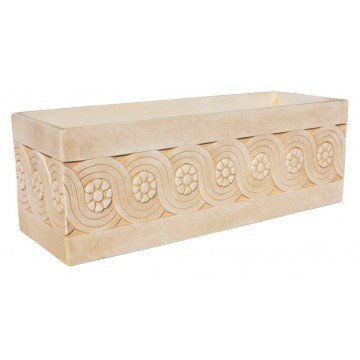 AnaParra Jardinera Rectangular Moderna en hormigón aligerado para Exterior Cenefa 100X35X38cm. Natural Ocre
