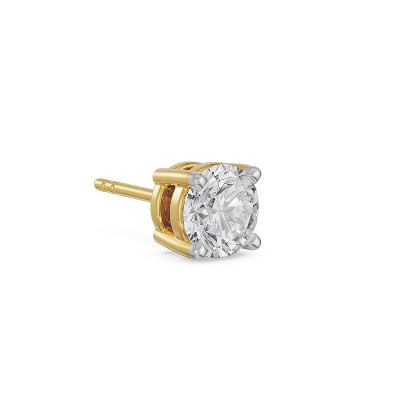 Image of Avir Lab-Grown Round Diamond Solitaire Stud Earrings for Men - Yellow Gold, One Size