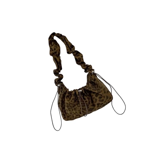 Sac à bandoulière coréen en coton plissé avec cordon de serrage pour femme look automne