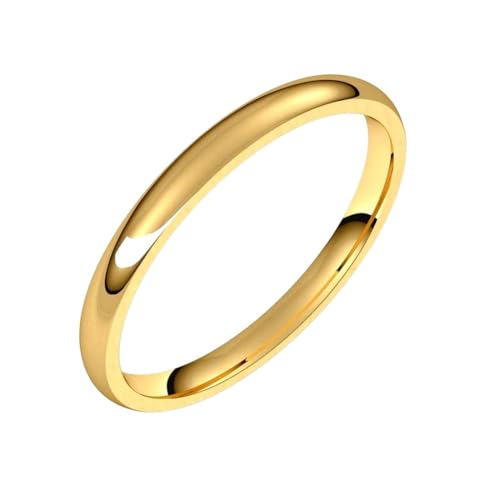 Bague demi-ronde en or jaune précieux de 2 mm au fini poli et léger pour femme