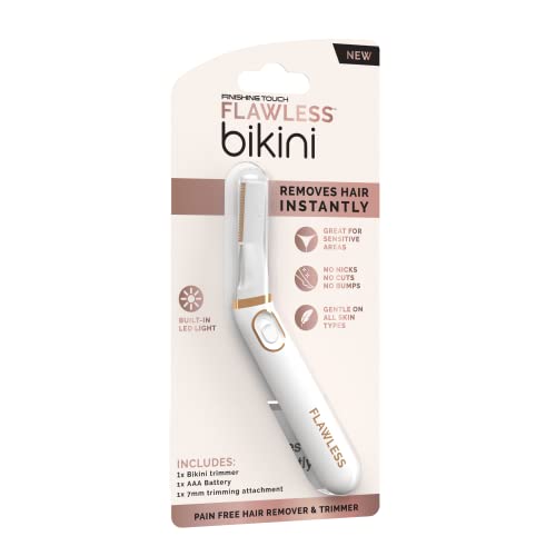 Finishing Touch Flawless Bikini Trimmer & Hair Remover Bikini Shaver & Pubic Hair Trimmer for Women Dry Use Intimate Razor Painless Bikini Line Hair Removal with LED Light All Skin Types