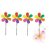 DECOMELODY 4 Stück Teiliges Buntes Windrad mit Blättern Wasserdichtes PVC Windspiel für Garten...