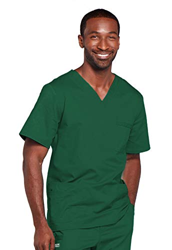 Image of Cherokee Scrubs for Men & Women V-Neck Scrub Top with 4 Pockets, Cotton Blend Soft Stretchy Easy Care Nursing Uniform - 4725