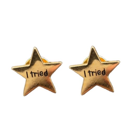 Image of inchi Tried inch Stars Enamel Pin inchDoing My Best inch Gold Glitter Star Enamel Pin Pop-Enamel Pin Lapel Badges Brooch for Women Men