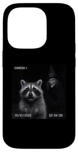 Funny Raccoon On Security Camera With Witch Halloween X}zP[X iPhone 14 Pro p