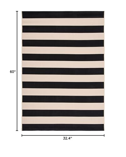 Tapete SAFAVIEH Courtyard 2'7" x 5' Beige/Negro miniatura 2
