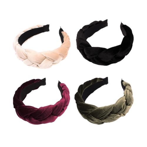 Lot de 4 bandeaux larges tressés pour femmes accessoires cheveux épais