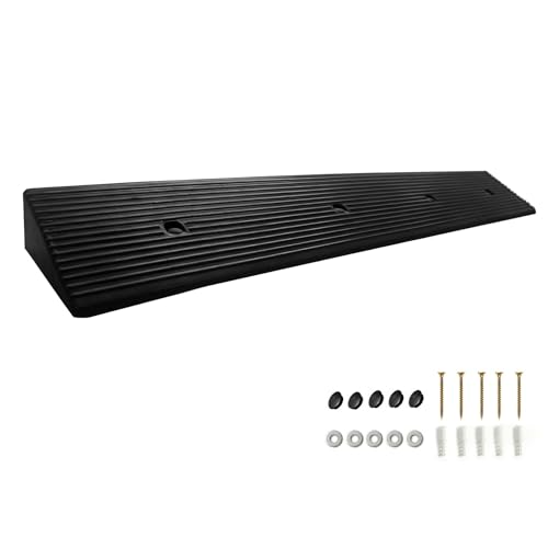 GANSNAY 2 Rise Threshold Ramp Longer Ramp with Pre-Set Holes& Plugs Solid Rubber 10 000lbs Capacity Non-Slip& Cuttable Ramp for Doorways Driveways Warehouse Patio Shed- 2 Rise(39.34.7)