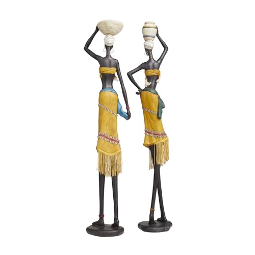 Set de 2 estatuas decorativas de mujeres en polystone miniatura 3