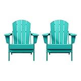 Westin Outdoors Laguna WO Home Furniture Adirondack Chair 2 PCS Set Outdoor Folding Patio Chair for Bon Fire Pit Garden Lawn Backyard Lounging Relaxing (Turquoise)