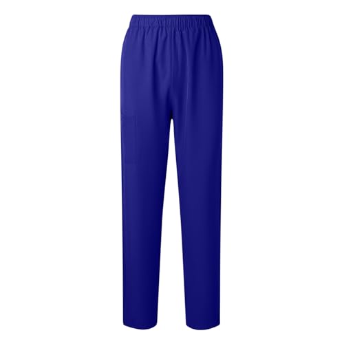 Image of Scrubs Pants for Women Plus Size Stretch Waisted Workwear Pants Medical Uniform Comfy Straight Leg Barrel with Pocket