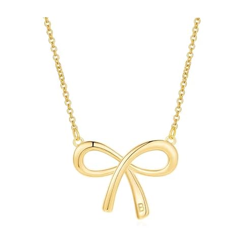 WEDDINEN Gold Bow Necklace with Initial A-Z, 14K Gold Bow Tie Chain Jewelry for Women Cover