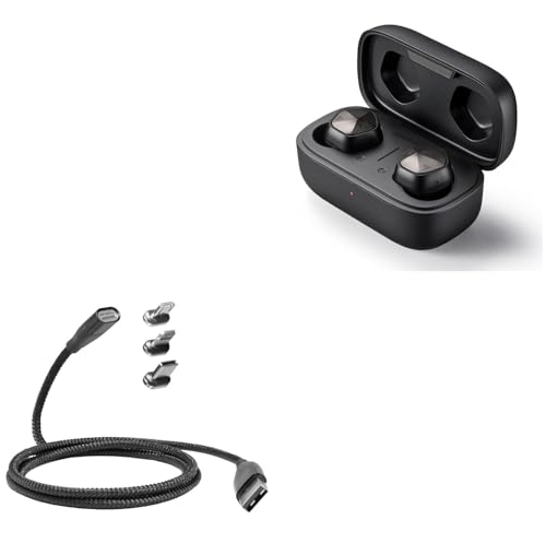 BoxWave Cable Compatible with Astell & Kern AK UW100 - MagnetoSnap PD AllCharge Cable (100W), Magnet Charging Braided USB Type-C Micro - Jet Black