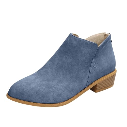 KGKQHKQ Womens Pointed Toe Zip Up Boots