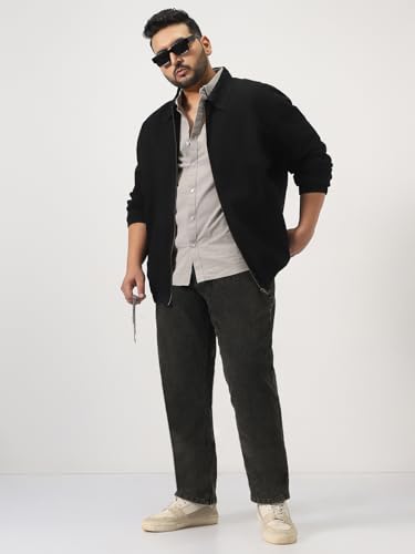 Image of Urbano Plus Men's Relaxed Fit Full Sleeve Harrington Denim Jacket