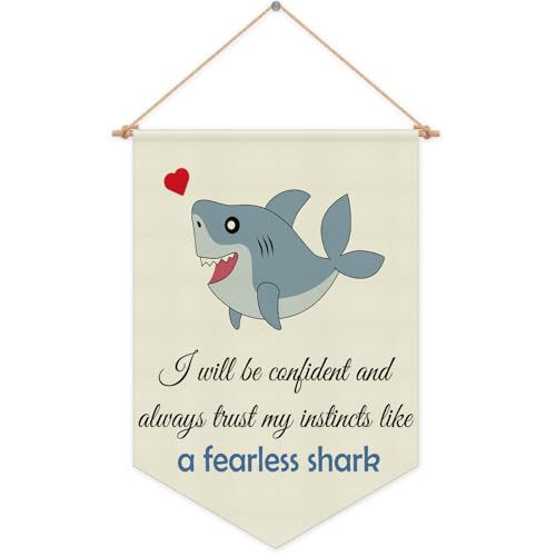 Shark Lovers Themed Gift Inspirational Hanging Pennant Flag Banner Positive Sea Animals Decor for Nursery Bedroom Ocean Shark Lovers Gift Animal Motivational Encouragement Christmas Birthday Present