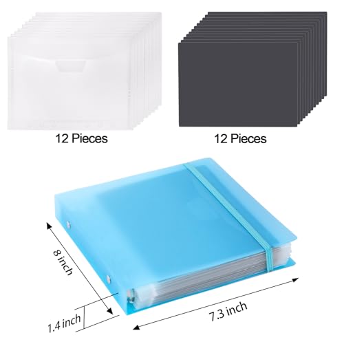 Image of UNIMEIX 12 Pcs Magnetic Sheets for Die Storage with 1 Binder Cover, 2 in 1 Storage Stamp and Die Storage Bags Die Cut Storage Supplies(0.8 mm Thickness, Blue)