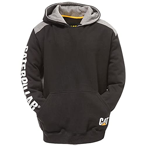 Caterpillar mens Caterpillar Mens Logo Panel Hooded Sweashirt Hoodie Black Black Extra Large