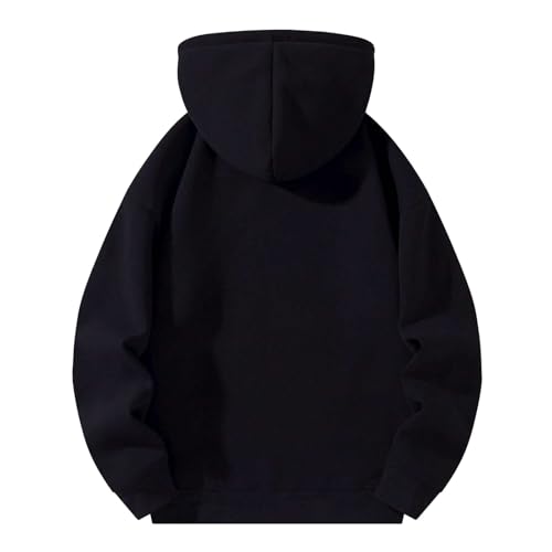 Mens Hoodies Solid Color Casual Lightweight Plain Hoodie Fleece Lined Loose Fit Warm Pullover Sweatshirts2