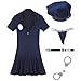YOOJIA Womens Sexy Police Costume 5-Piece Dirty Cop Policeman Dress Halloween Officer Cosplay Outfits Navy Blue Medium