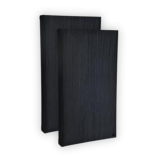Image of Acoustic Rockwool Sound Absorption Panels 24 inch x 12 inch x 2 inch (Set of 2) | NRC 0.9 Noise Reduction Wall Panels | Rock Wool for Soundproofing Studio, Home & Office (Black)