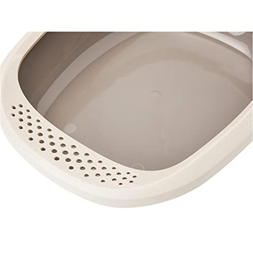 Image of Cat Litter Tray - Savic Gizmo Medium Happy Planet - Mocha Granite Grey - Recycled Material - Perforated Edge - Raised Back - Low Entrance - 44 x 35.5 x 12.5 cm