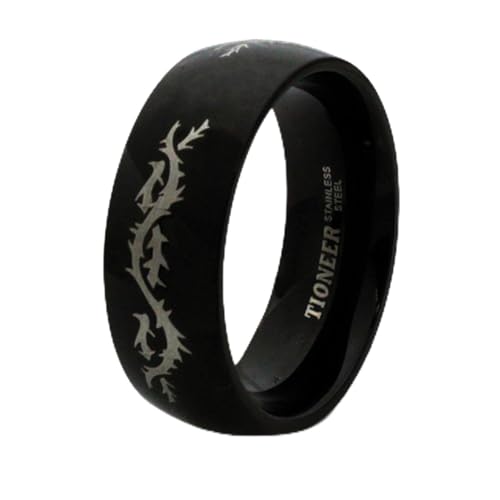 Imagen de Gratis Grabado Personalizado Anillo de Acero Inoxidable Negro con Púas de Alambre Diseño Banda Tamaño 22
