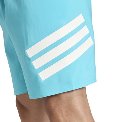 adidas Herren Stripes Swim Shorts 8 inch, Lucid Cyan/White, XXL