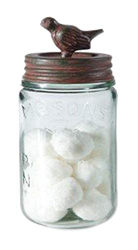 Colonial Tin Works Pint Mason Jar with Songbird Lid - Green/Rust (Green, Rust)