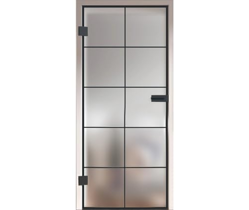 HORI Loft Glastür aus ESG-Sicherheitsglas: Modernes quadratisches Design Glastür Innentür für Wohnräume als stilvoller Raumteiler oder Raumtrenner – Unsere hochwertige Tür aus satiniertem Milchglas