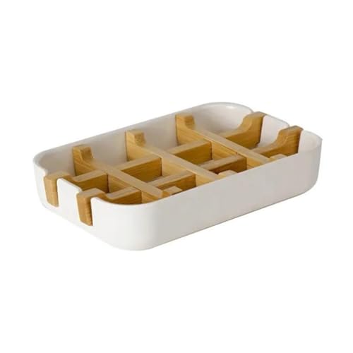 Image of Natural Bamboo Soap Dish with Drainage - Stylish Durable Soap Holder Ideal for Shower, Bathroom Vanity & Kitchen Countertop