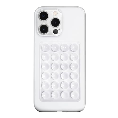 Anteel Silicone Suction Phone Case Mount, Silicon Adhesive Phone Accessory for Smartphones, Hands-Free Mirror Shower Phone Holder for Selfies, Tiktok Videos (White)