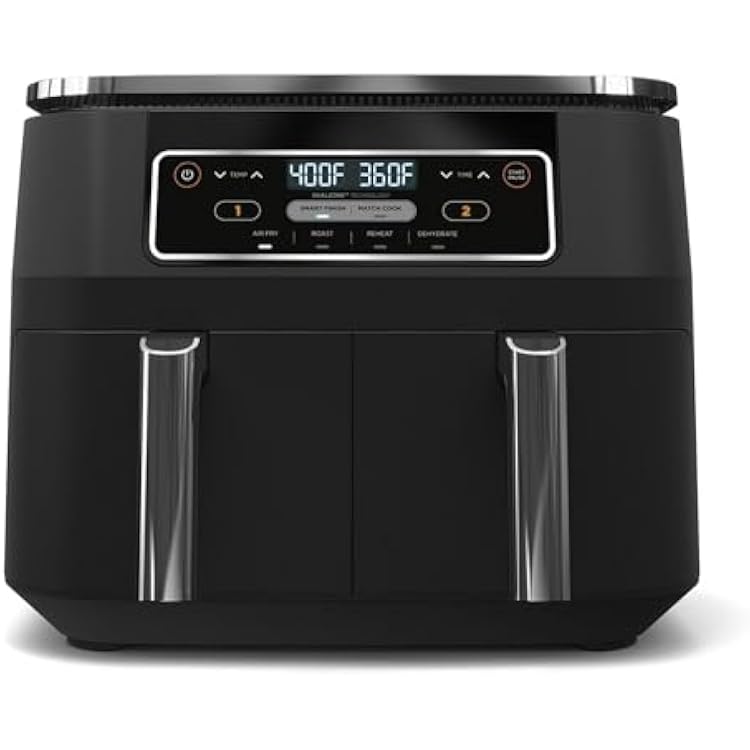Foodi Dual Basket Air Fryer 8-Quart Cook Two Foods at Once with DualZone Technology, 4-in-1 Versatility for Family Meals (Black)
