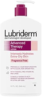 Lubriderm Advanced Therapy Fragrance-Free Moisturizing Lotion With Vitamins E And Pro-Vitamin B5, Intense Hydration For Extra Dry Skin, Non-Greasy Formula, 32 fl. oz