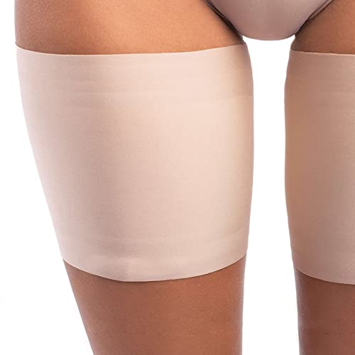 looksy - Bandas unisex antirozaduras para el muslo, elásticas, para evitar el roce entre los muslos, forro protector de silicona antideslizante, Oscuro Beige, M
