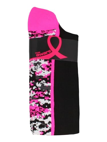 Pink Ribbon Breast Cancer Awareness Socks for Football Baseball Boys Men Youth Adult Over Calf Digital Camo Long Tall3