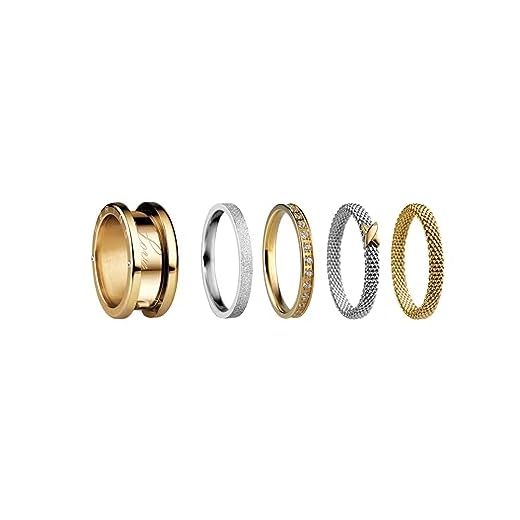 BERING Austauschbar Ring Set für Damen in Silber & Gold mit einzigartigen Twist- & Change System, Symphony-Set-E